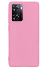 Nomfy Hoesje Geschikt voor OPPO A57 Hoesje Siliconen Cover Case - Hoes Geschikt voor OPPO A57 Hoes Back Case - Lichtroze