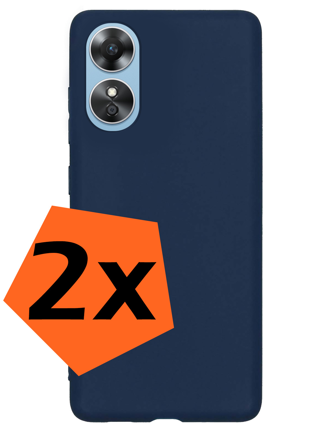 Nomfy Hoesje Geschikt voor OPPO A17 Hoesje Siliconen Cover Case - Hoes Geschikt voor OPPO A17 Hoes Back Case - 2-PACK - Donkerblauw