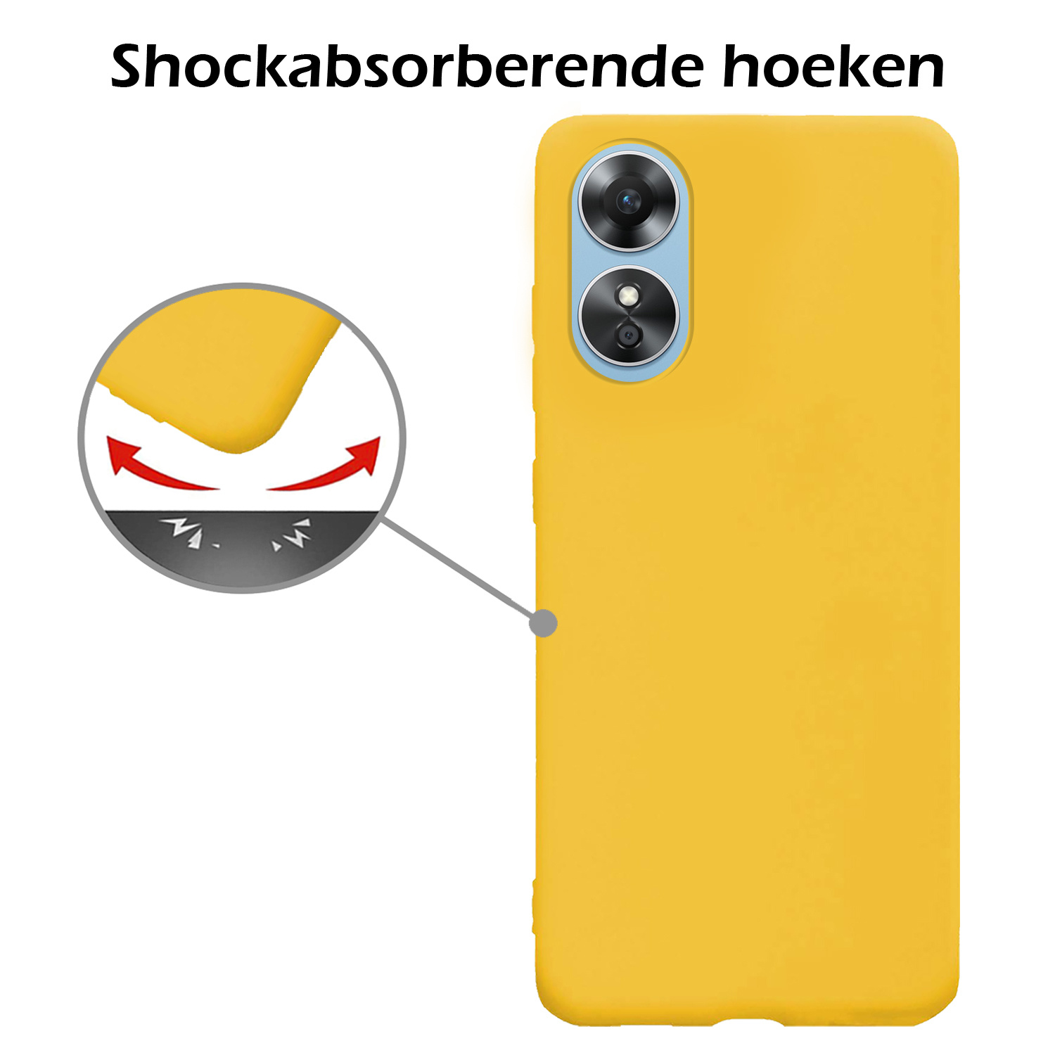 Nomfy Hoesje Geschikt voor OPPO A17 Hoesje Siliconen Cover Case - Hoes Geschikt voor OPPO A17 Hoes Back Case - 2-PACK - Geel