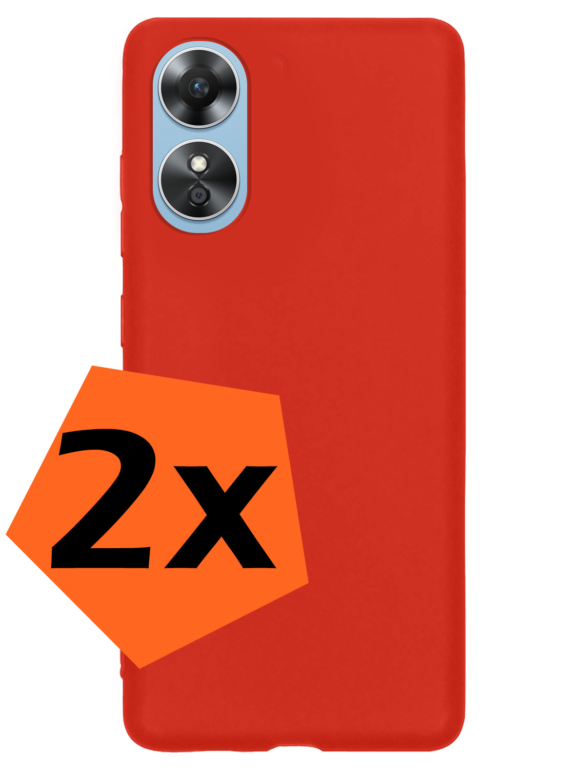 Nomfy Hoesje Geschikt voor OPPO A17 Hoesje Siliconen Cover Case - Hoes Geschikt voor OPPO A17 Hoes Back Case - 2-PACK - Rood