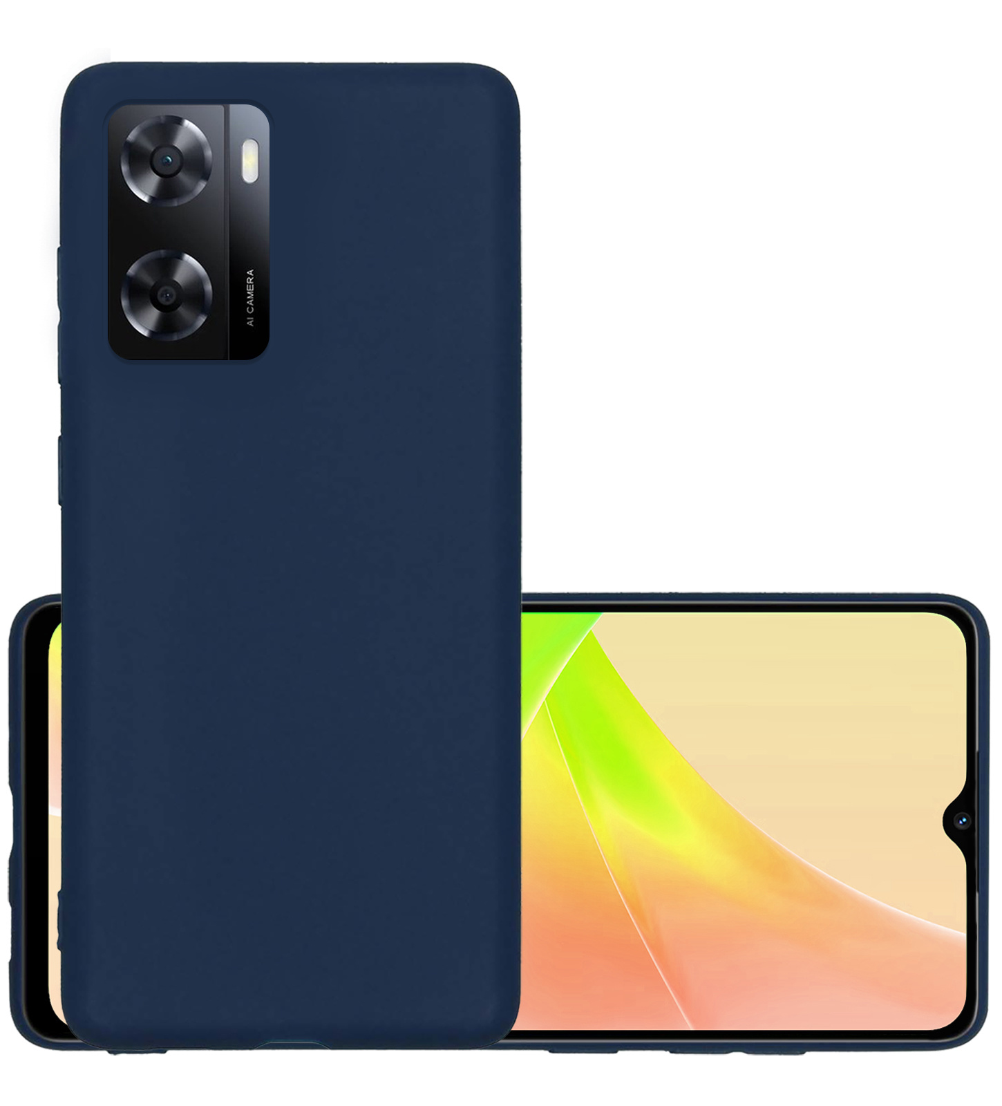 NoXx Hoes Geschikt voor OPPO A57 Hoesje Cover Siliconen Back Case Hoes - Donkerblauw