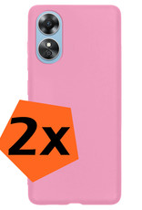 Nomfy Hoesje Geschikt voor OPPO A17 Hoesje Siliconen Cover Case - Hoes Geschikt voor OPPO A17 Hoes Back Case - 2-PACK - Lichtroze