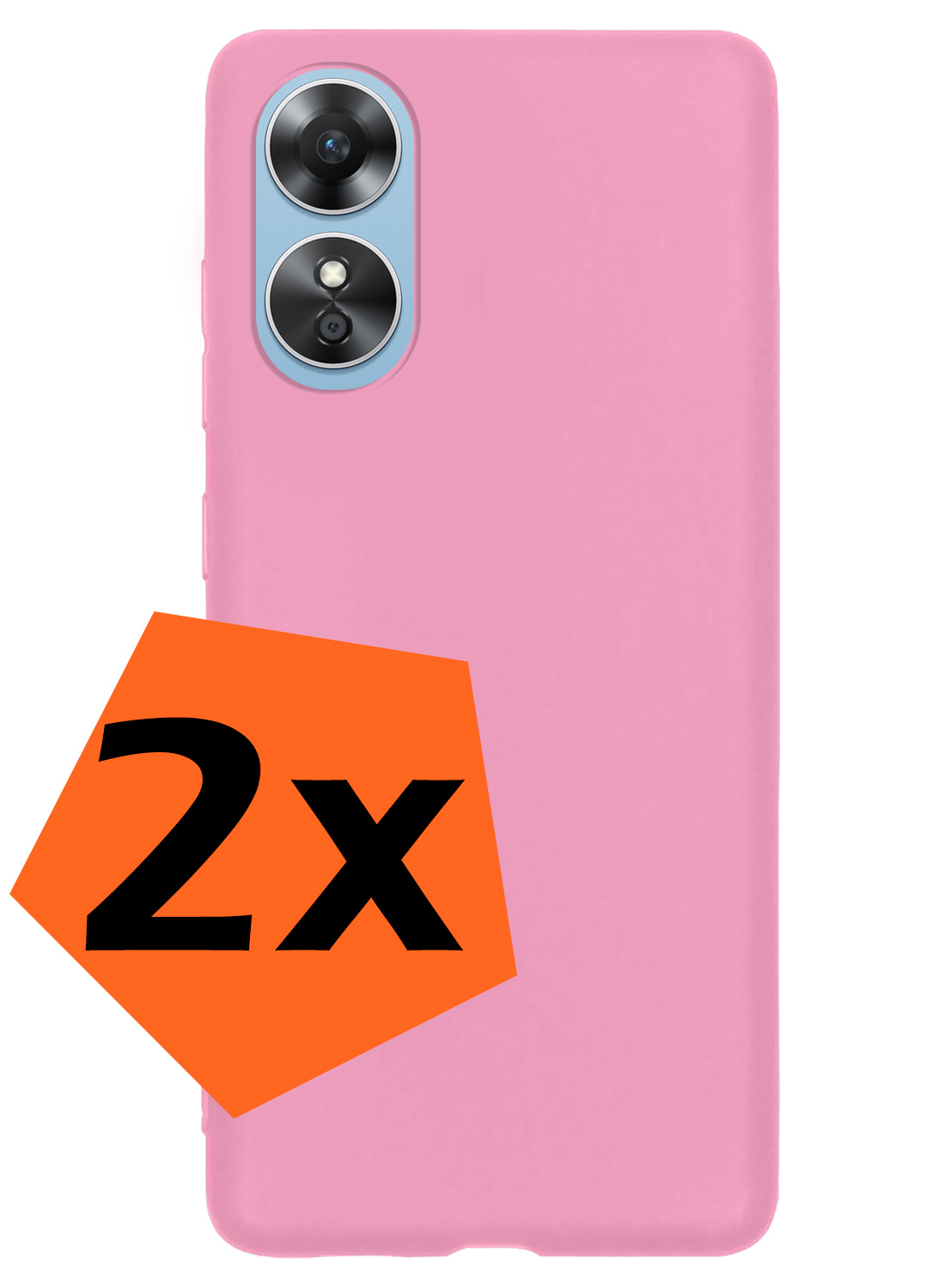 Nomfy Hoesje Geschikt voor OPPO A17 Hoesje Siliconen Cover Case - Hoes Geschikt voor OPPO A17 Hoes Back Case - 2-PACK - Lichtroze