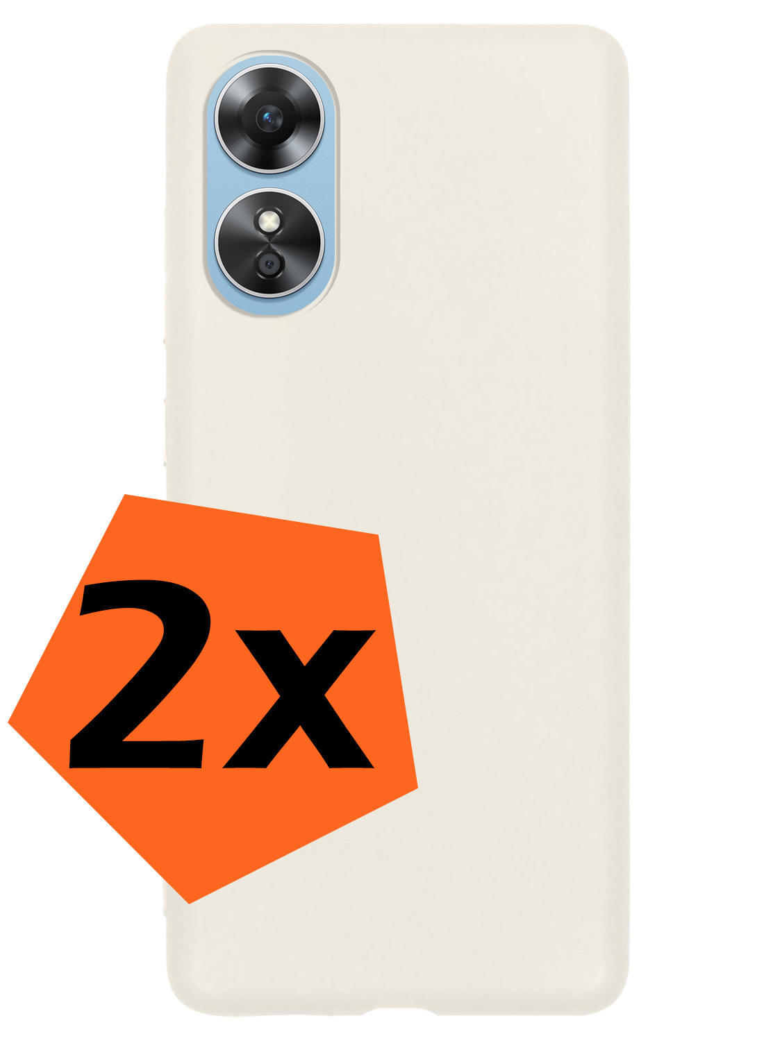 Nomfy Hoesje Geschikt voor OPPO A17 Hoesje Siliconen Cover Case - Hoes Geschikt voor OPPO A17 Hoes Back Case - 2-PACK - Wit