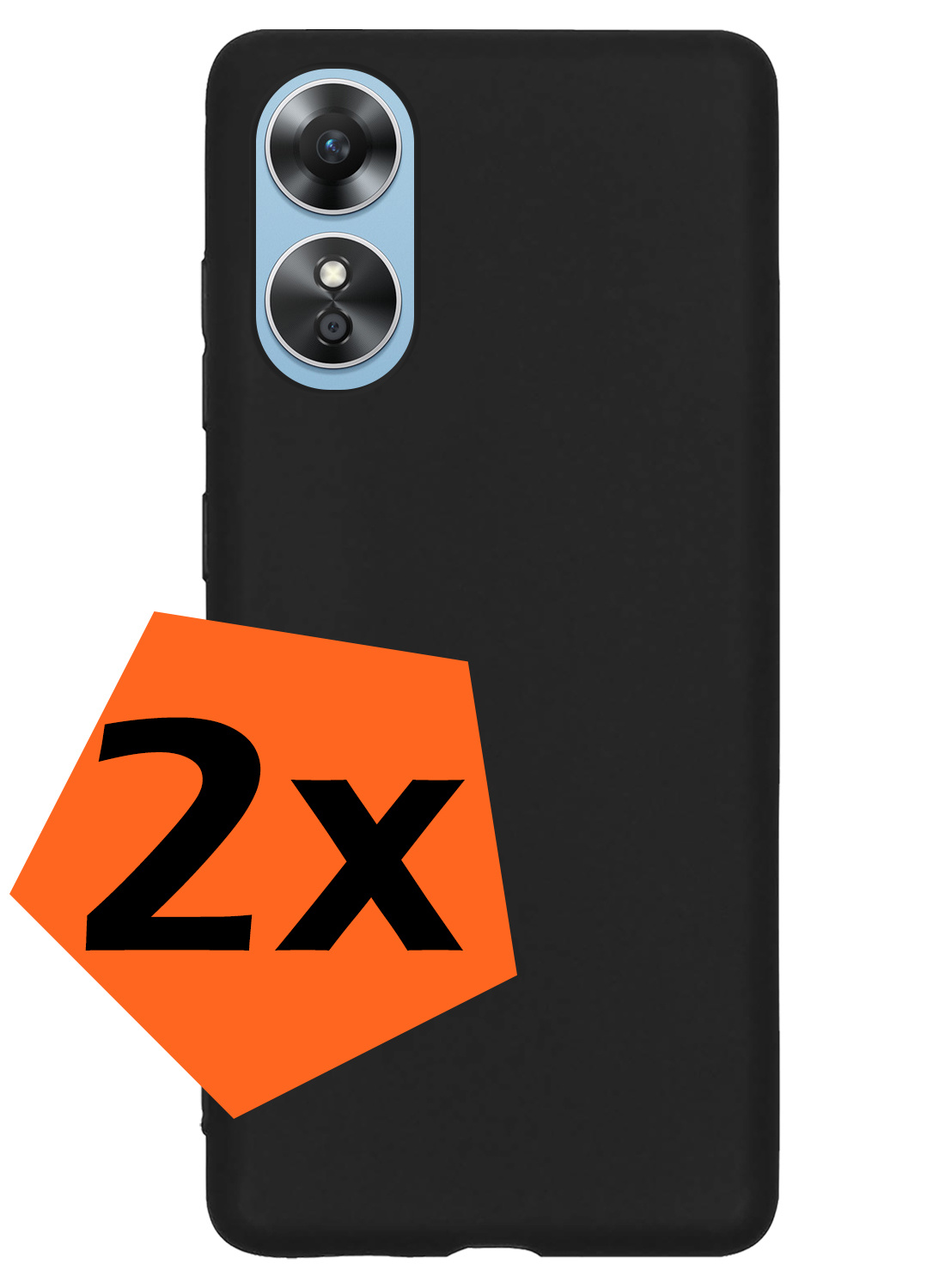 Nomfy Hoesje Geschikt voor OPPO A17 Hoesje Siliconen Cover Case - Hoes Geschikt voor OPPO A17 Hoes Back Case - 2-PACK - Zwart