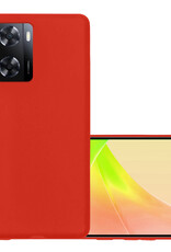 NoXx Hoes Geschikt voor OPPO A57 Hoesje Cover Siliconen Back Case Hoes - Rood