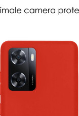 NoXx Hoes Geschikt voor OPPO A57 Hoesje Cover Siliconen Back Case Hoes - Rood