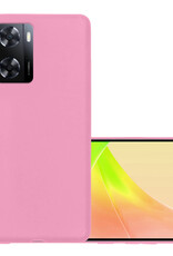 NoXx Hoes Geschikt voor OPPO A57 Hoesje Cover Siliconen Back Case Hoes - Lichtroze