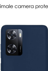 NoXx Hoes Geschikt voor OPPO A57 Hoesje Cover Siliconen Back Case Hoes - Donkerblauw - 2x
