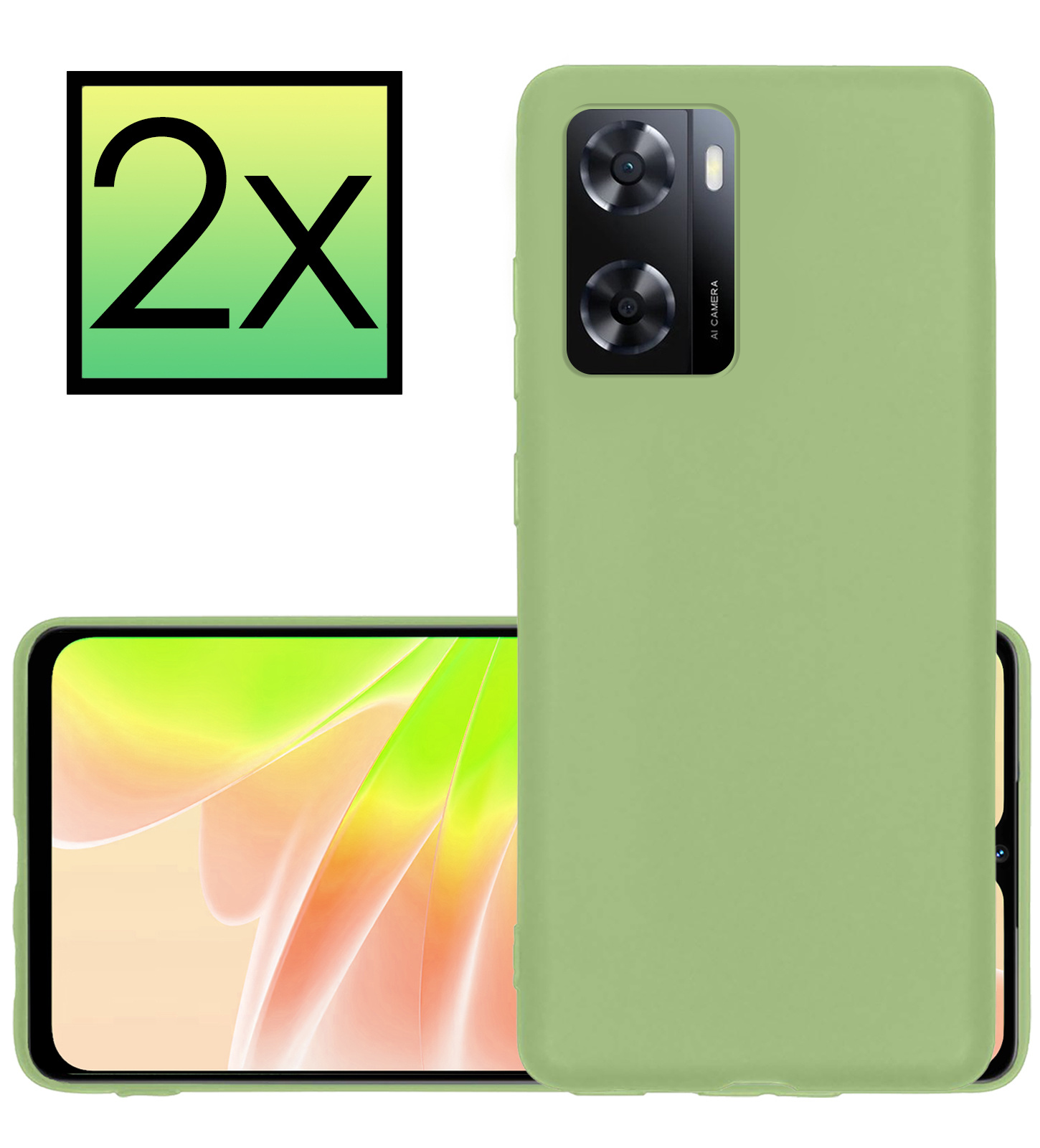 NoXx Hoes Geschikt voor OPPO A57 Hoesje Cover Siliconen Back Case Hoes - Groen - 2x
