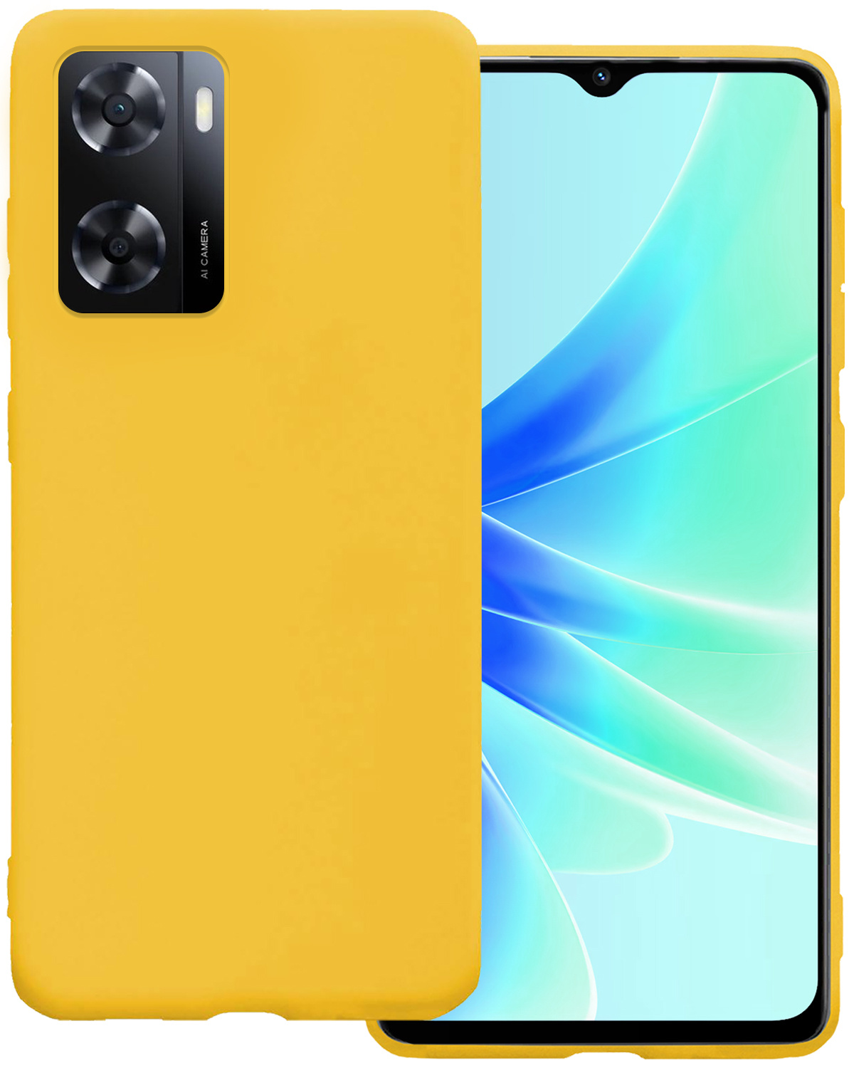 BASEY. Hoes Geschikt voor OPPO A57 Hoesje Siliconen Back Cover Case - Hoesje Geschikt voor OPPO A57 Hoes Cover Hoesje - Geel