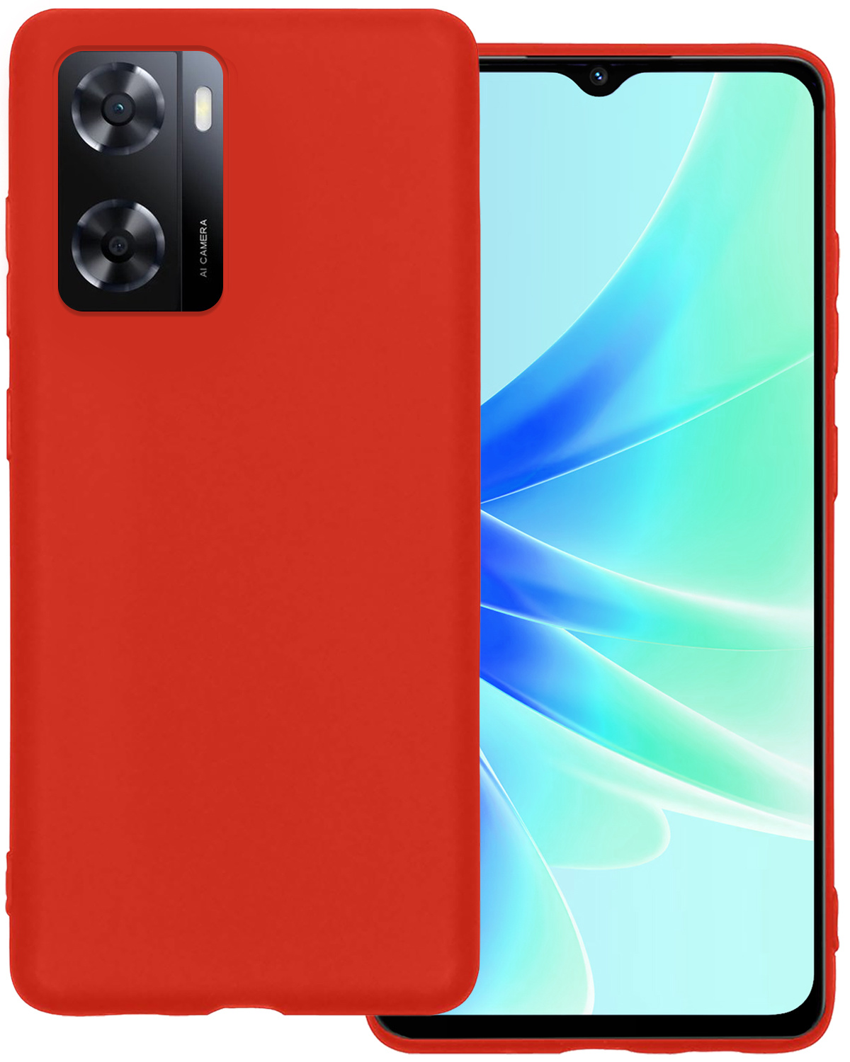 BASEY. Hoes Geschikt voor OPPO A57 Hoesje Siliconen Back Cover Case - Hoesje Geschikt voor OPPO A57 Hoes Cover Hoesje - Rood
