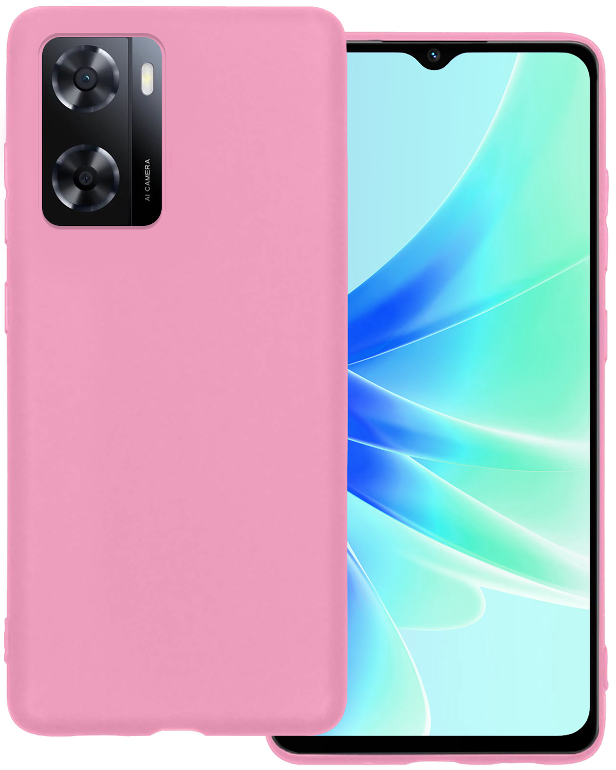 BASEY. Hoes Geschikt voor OPPO A57 Hoesje Siliconen Back Cover Case - Hoesje Geschikt voor OPPO A57 Hoes Cover Hoesje - Lichtroze