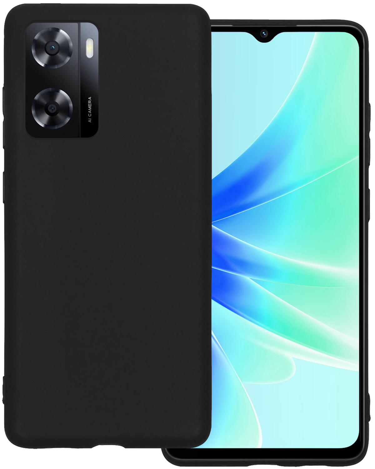 BASEY. Hoes Geschikt voor OPPO A57 Hoesje Siliconen Back Cover Case - Hoesje Geschikt voor OPPO A57 Hoes Cover Hoesje - Zwart