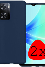 BASEY. Hoes Geschikt voor OPPO A57 Hoesje Siliconen Back Cover Case - Hoesje Geschikt voor OPPO A57 Hoes Cover Hoesje - Donkerblauw - 2 Stuks