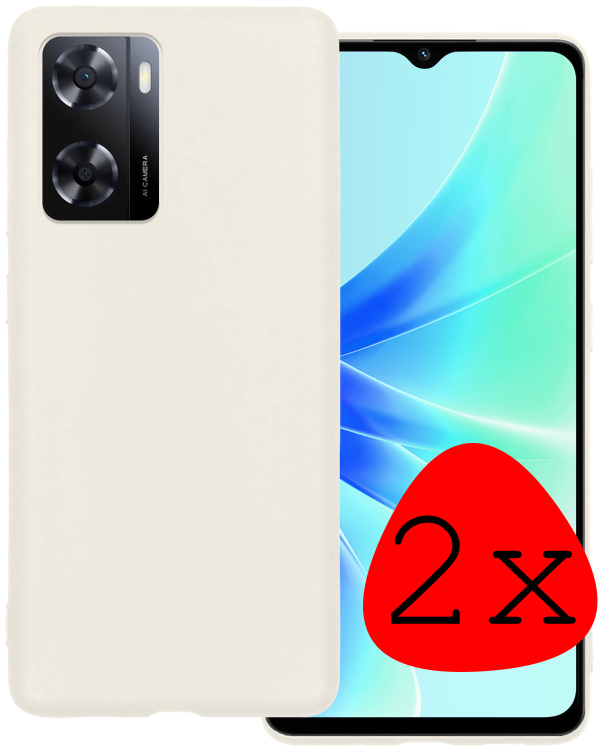 BASEY. Hoes Geschikt voor OPPO A57 Hoesje Siliconen Back Cover Case - Hoesje Geschikt voor OPPO A57 Hoes Cover Hoesje - Wit - 2 Stuks