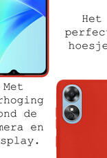 BASEY. Hoes Geschikt voor OPPO A17 Hoesje Siliconen Back Cover Case Met Screenprotector - Hoesje Geschikt voor OPPO A17 Hoes Cover Hoesje - Rood
