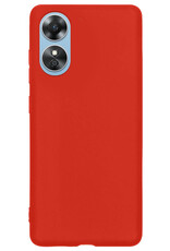 BASEY. Hoes Geschikt voor OPPO A17 Hoesje Siliconen Back Cover Case Met Screenprotector - Hoesje Geschikt voor OPPO A17 Hoes Cover Hoesje - Rood