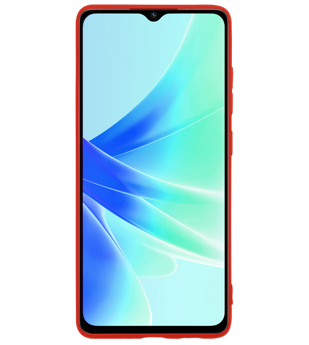 BASEY. Hoes Geschikt voor OPPO A17 Hoesje Siliconen Back Cover Case Met Screenprotector - Hoesje Geschikt voor OPPO A17 Hoes Cover Hoesje - Rood