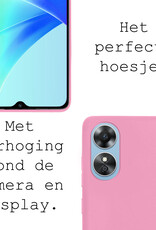 BASEY. Hoes Geschikt voor OPPO A17 Hoesje Siliconen Back Cover Case Met Screenprotector - Hoesje Geschikt voor OPPO A17 Hoes Cover Hoesje - Lichtroze