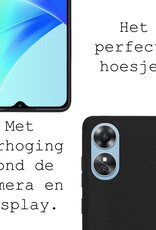 BASEY. Hoes Geschikt voor OPPO A17 Hoesje Siliconen Back Cover Case Met Screenprotector - Hoesje Geschikt voor OPPO A17 Hoes Cover Hoesje - Zwart