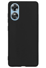 BASEY. Hoes Geschikt voor OPPO A17 Hoesje Siliconen Back Cover Case Met Screenprotector - Hoesje Geschikt voor OPPO A17 Hoes Cover Hoesje - Zwart