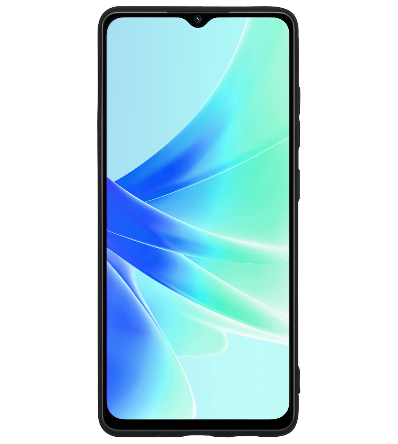 BASEY. Hoes Geschikt voor OPPO A17 Hoesje Siliconen Back Cover Case Met Screenprotector - Hoesje Geschikt voor OPPO A17 Hoes Cover Hoesje - Zwart