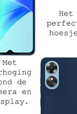 BASEY. Hoes Geschikt voor OPPO A17 Hoesje Siliconen Back Cover Case Met 2x Screenprotector - Hoesje Geschikt voor OPPO A17 Hoes Cover Hoesje - Donkerblauw