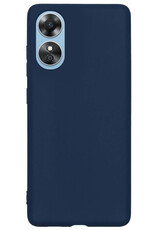 BASEY. Hoes Geschikt voor OPPO A17 Hoesje Siliconen Back Cover Case Met 2x Screenprotector - Hoesje Geschikt voor OPPO A17 Hoes Cover Hoesje - Donkerblauw