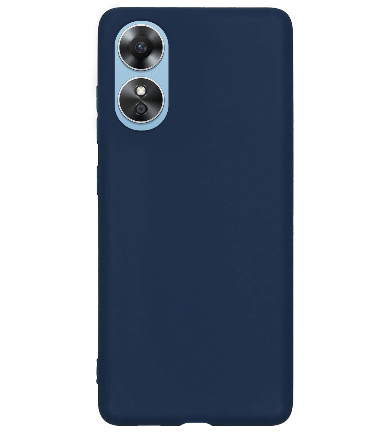 BASEY. Hoes Geschikt voor OPPO A17 Hoesje Siliconen Back Cover Case Met 2x Screenprotector - Hoesje Geschikt voor OPPO A17 Hoes Cover Hoesje - Donkerblauw