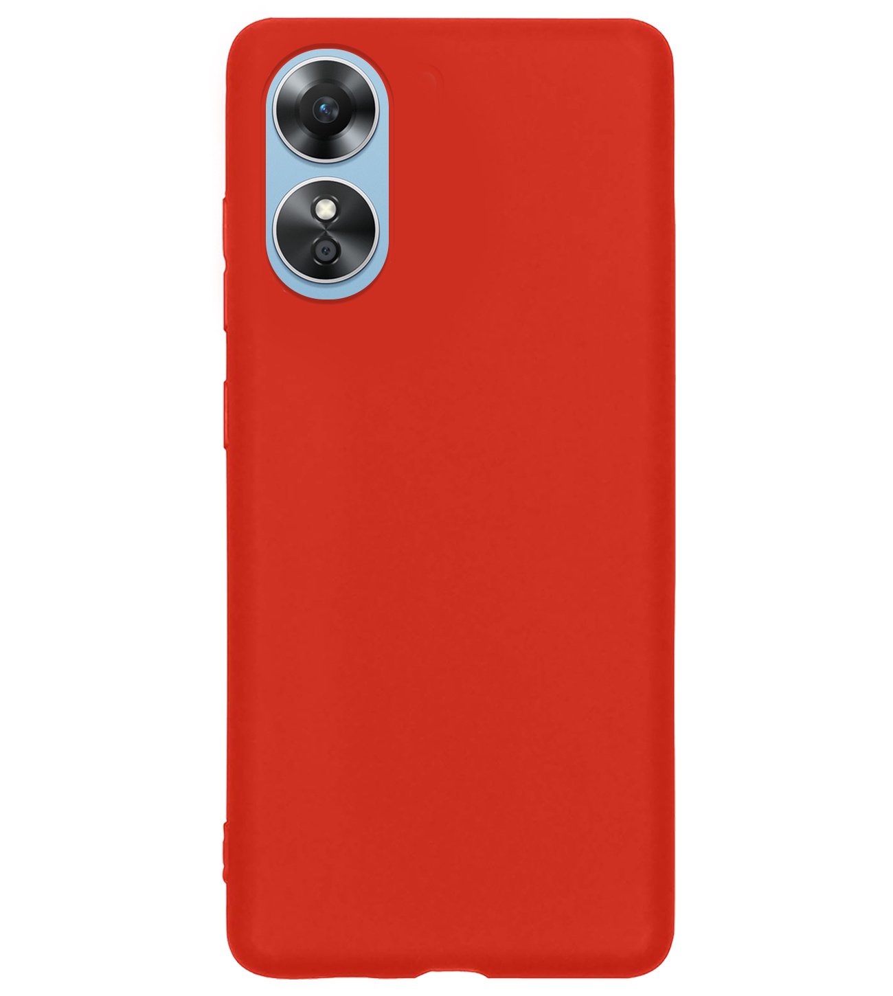 BASEY. Hoes Geschikt voor OPPO A17 Hoesje Siliconen Back Cover Case Met 2x Screenprotector - Hoesje Geschikt voor OPPO A17 Hoes Cover Hoesje - Rood