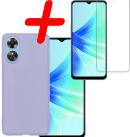 BASEY. BASEY. OPPO A17 Hoesje Siliconen Met Screenprotector - Lila