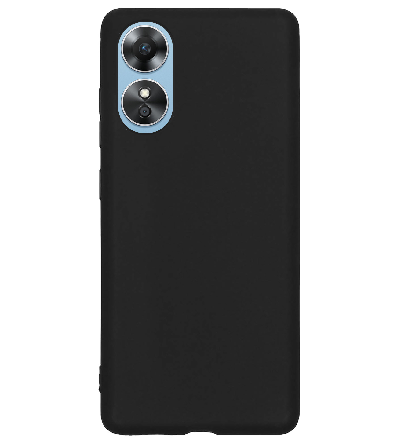 BASEY. Hoes Geschikt voor OPPO A17 Hoesje Siliconen Back Cover Case Met 2x Screenprotector - Hoesje Geschikt voor OPPO A17 Hoes Cover Hoesje - Zwart