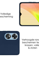 NoXx Hoes Geschikt voor OPPO A17 Hoesje Cover Siliconen Back Case Hoes Met Screenprotector - Donkerblauw