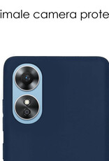 NoXx Hoes Geschikt voor OPPO A17 Hoesje Cover Siliconen Back Case Hoes Met Screenprotector - Donkerblauw