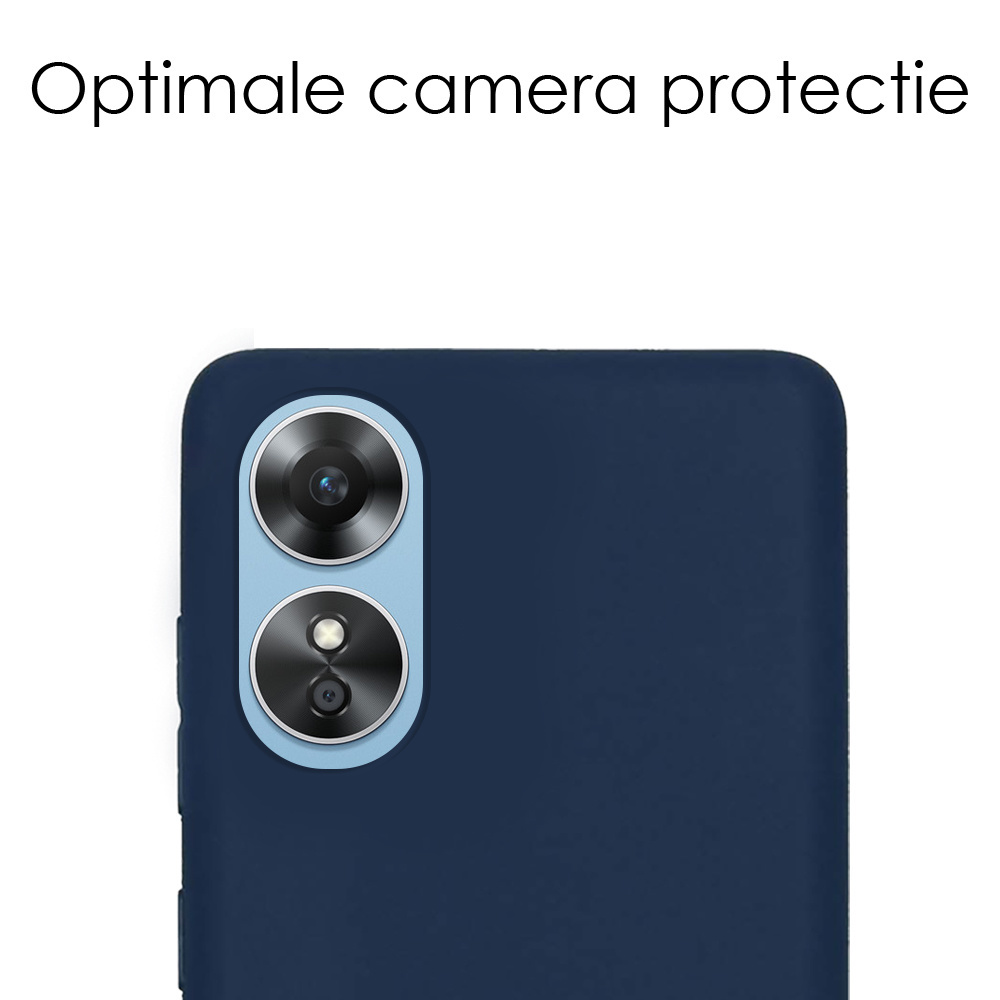 NoXx Hoes Geschikt voor OPPO A17 Hoesje Cover Siliconen Back Case Hoes Met Screenprotector - Donkerblauw