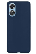 NoXx Hoes Geschikt voor OPPO A17 Hoesje Cover Siliconen Back Case Hoes Met Screenprotector - Donkerblauw