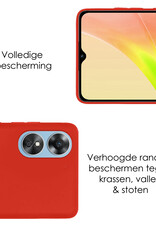NoXx Hoes Geschikt voor OPPO A17 Hoesje Cover Siliconen Back Case Hoes Met Screenprotector - Rood