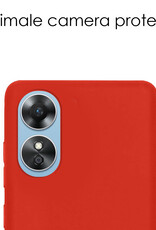 NoXx Hoes Geschikt voor OPPO A17 Hoesje Cover Siliconen Back Case Hoes Met Screenprotector - Rood