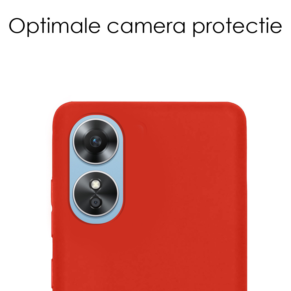 NoXx Hoes Geschikt voor OPPO A17 Hoesje Cover Siliconen Back Case Hoes Met Screenprotector - Rood