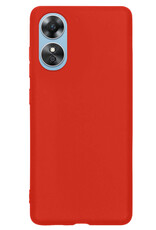 NoXx Hoes Geschikt voor OPPO A17 Hoesje Cover Siliconen Back Case Hoes Met Screenprotector - Rood