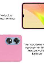 NoXx Hoes Geschikt voor OPPO A17 Hoesje Cover Siliconen Back Case Hoes Met Screenprotector - Lichtroze