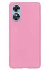 NoXx Hoes Geschikt voor OPPO A17 Hoesje Cover Siliconen Back Case Hoes Met Screenprotector - Lichtroze