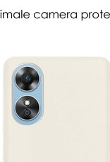 NoXx Hoes Geschikt voor OPPO A17 Hoesje Cover Siliconen Back Case Hoes Met Screenprotector - Wit