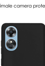 NoXx Hoes Geschikt voor OPPO A17 Hoesje Cover Siliconen Back Case Hoes Met Screenprotector - Zwart