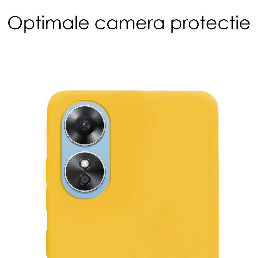NoXx Hoes Geschikt voor OPPO A17 Hoesje Cover Siliconen Back Case Hoes Met 2x Screenprotector - Geel