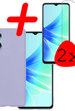 BASEY. Hoes Geschikt voor OPPO A17 Hoesje Siliconen Back Cover Case Met 2x Screenprotector - Hoesje Geschikt voor OPPO A17 Hoes Cover Hoesje - Lila