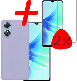 BASEY. BASEY. OPPO A17 Hoesje Siliconen Met 2x Screenprotector - Lila