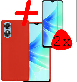 BASEY. BASEY. OPPO A17 Hoesje Siliconen Met 2x Screenprotector - Rood