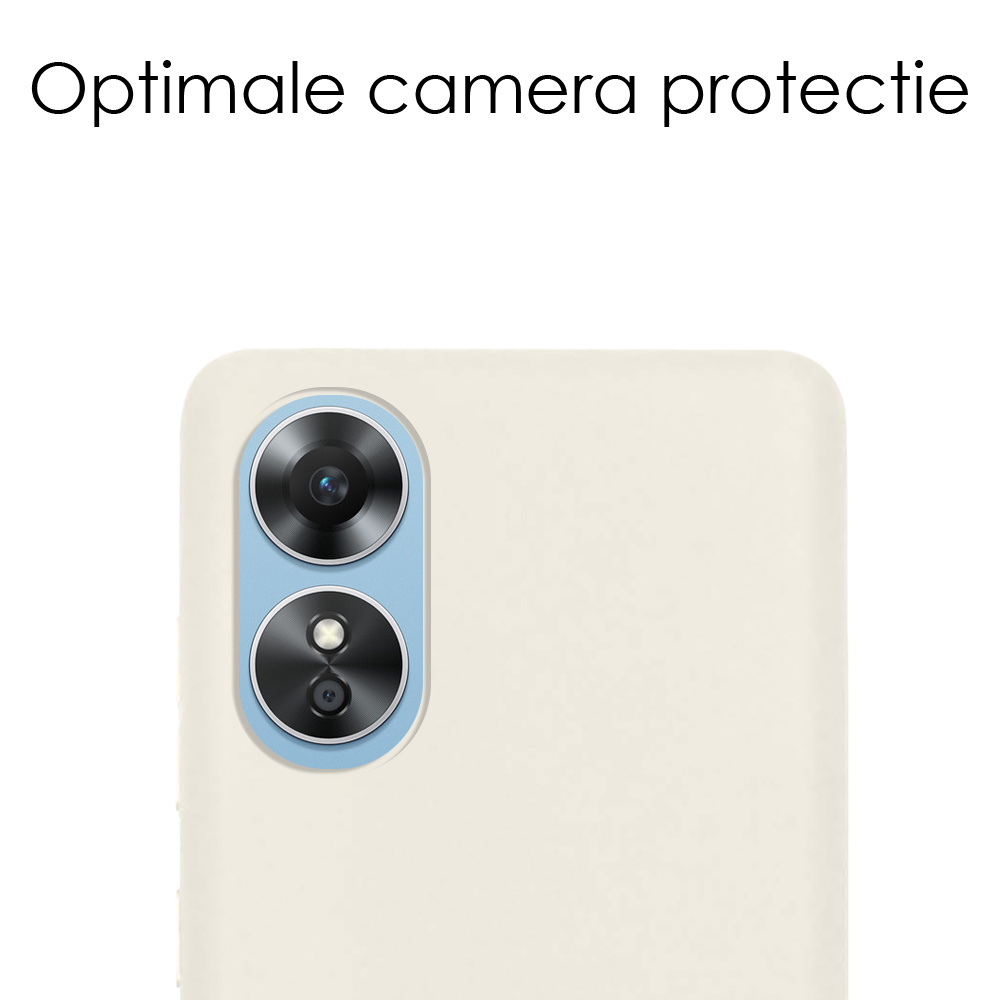 NoXx Hoes Geschikt voor OPPO A17 Hoesje Cover Siliconen Back Case Hoes Met 2x Screenprotector - Wit